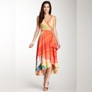 Anthropologie Eva Franco Cranes Maxi Wrap Dress Sz 2